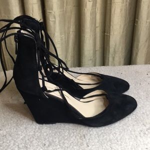 Jessica Simpson Black Lace Up Wedges Sz 8